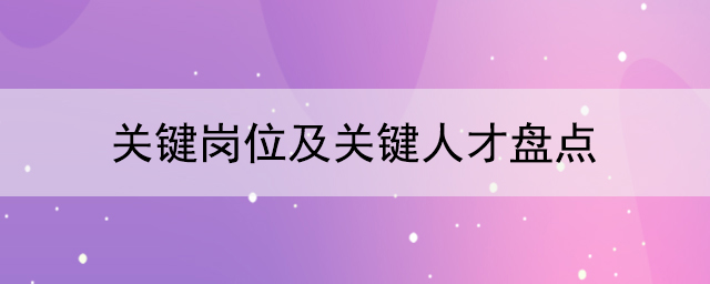 關(guān)鍵崗位及關(guān)鍵人才盤點(diǎn)